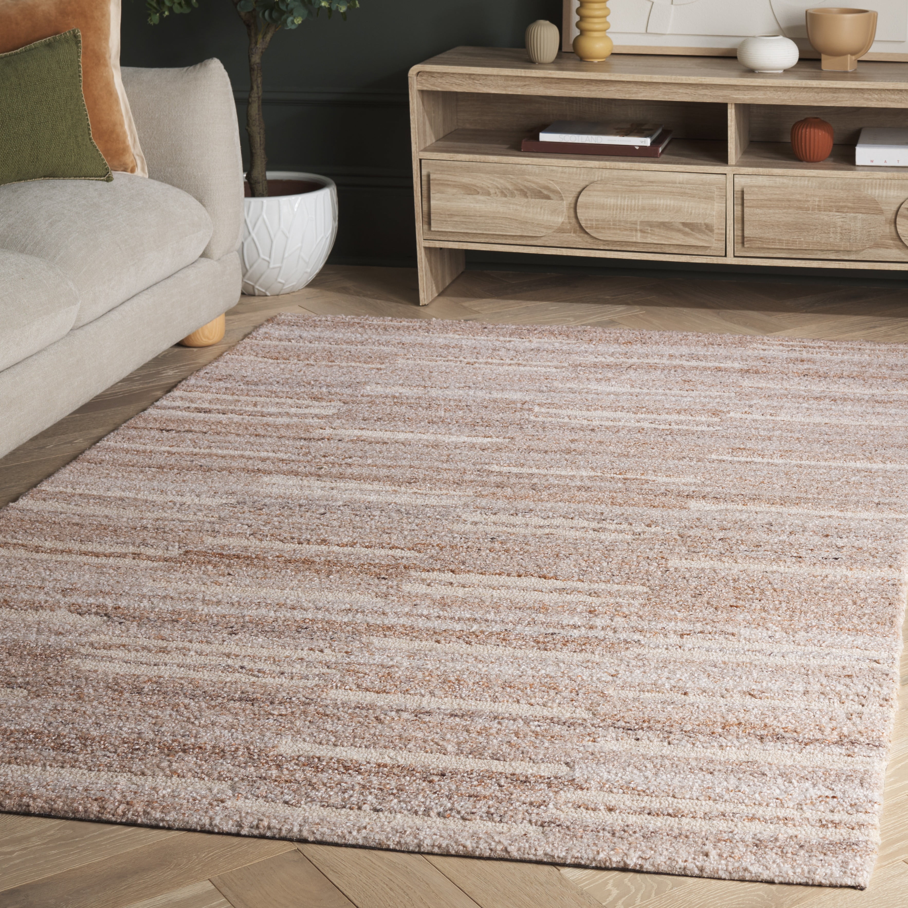 SAFAVIEH Pine Louella Striped Area Rug, Beige/Light Rust, 4' x 6'