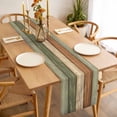 thumbnail image 3 of Farmhouse Sage Green Brown Table Runner - 108 Inch Long, Kitchen Dining Table Runner Dresser Scarves, Vintage Wooden Striped Farmhouse Decor for Coffee Tables Wedding Party Banquet, 3 of 8
