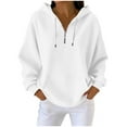 thumbnail image 2 of Wlynlyn Hoodies for Women Quarter Zip Textured Sweatshirts Loose Casual Fall Drawstring Pullover Solid Color Fashion Tops, 2 of 9