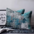 thumbnail image 2 of Teal Grey 26x26 Pillow Covers Set of 2, Abstract Art Oil Painting Modern Geometric Throw Pillow Covers Decorative Couch Cushion Case, Microfiber Square Pillowcases for Bedroom Car Living Room, 2 of 7