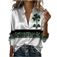 thumbnail image 1 of Tops de Manga Larga de las Mujeres Casual St Patrick'S Day Unisex Imprimir Botón Arriba Blusa de Cuello Giratorio Tops de Manga Larga de las Mujeres de Moda, 1 of 7