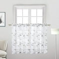 thumbnail image 1 of Haperlare 2 Panels 26"W x 24"L Sheer Kitchen Curtains Leaves Embroidery Cafe Curtains Half Window Curtain Set for Bathroom, White/Gray, 1 of 6