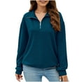 thumbnail image 1 of MeetoTime Women's Sweatshirt Fall Casual Textured Long Sleeve Tops 1/4 Quarter Zip Sweatshirt, 1 of 7