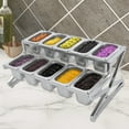 thumbnail image 3 of 2-Tier Expandable Spice Rack 10x Spice Box W/ Handle Table Standing Organizer Shelf,201 Stainless Steel Seasoning Rack Silver, 3 of 14