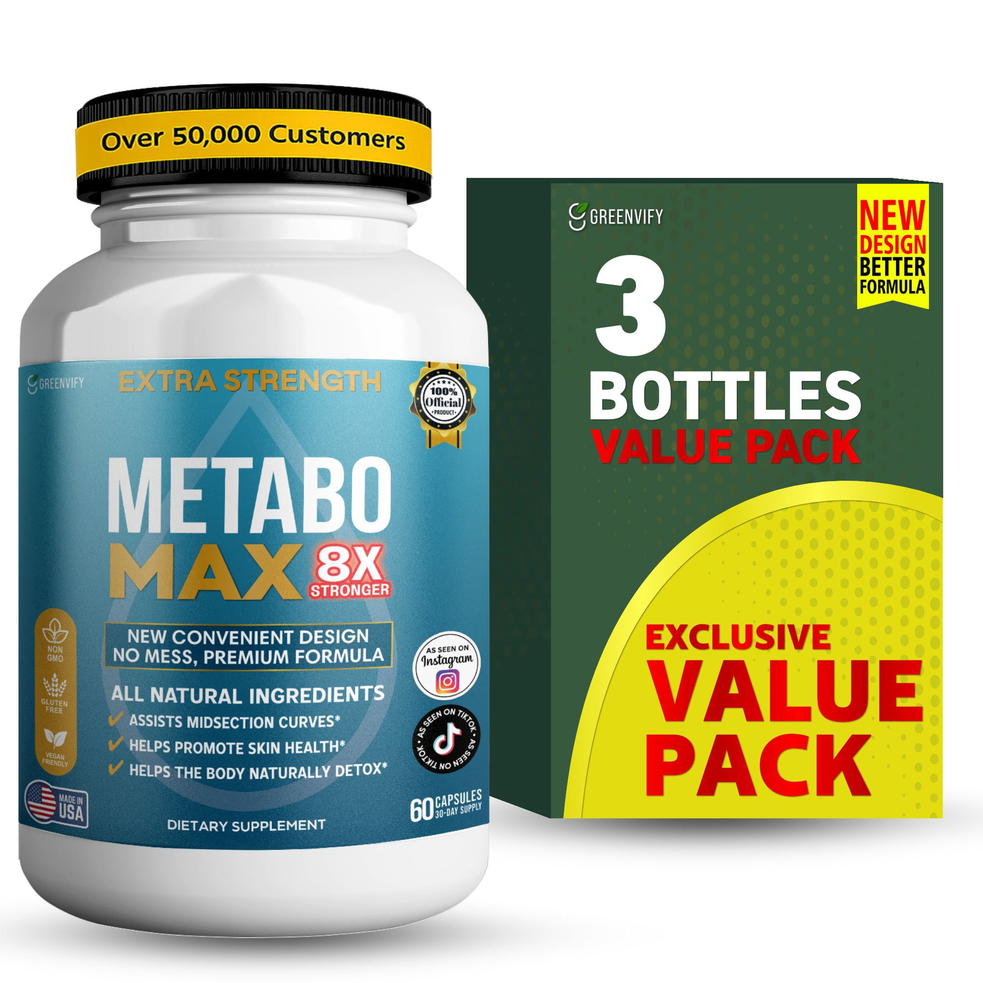GreenVify Metabo Max Dietary Supplement – Convenient Daily Nutritional Supplement for Adults – Easy-to-Use Capsules