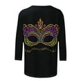 thumbnail image 5 of QATAINLAV Holiday Deals Mardi Gras Shirts for Women Casual Crewneck 3/4 Sleeve Carnival Printed Pullover Top Mardi Gras Outfits Multicolor L, 5 of 6
