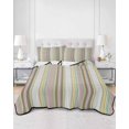 thumbnail image 3 of Yellow Green Brown Striped Twin XL Size Down Alternative Comforter,Lightweight Comforter Quilt Bedding Set with Pillow Shams Farmhouse Modern Stripes Art Bed Comforter Duvet Insert 68"x98", 3 of 7