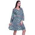 thumbnail image 3 of Moomaya Robe Courte Évasée Imprimée de Designer, Manches Longues, Tunique en Velours, Robes pour Femmes, 3 of 6