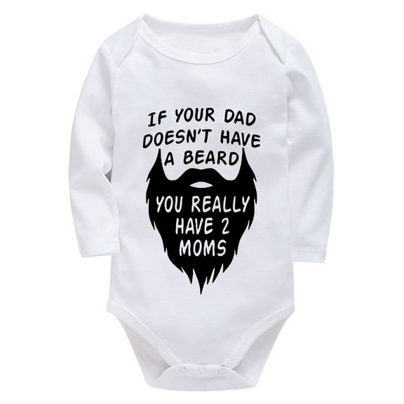 Dad Doesn't Have A Beard Unixex Baby Outfits Short Sleeve Baby Boy Onsie White Baby Boy Clothes 0-3 Months