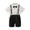 thumbnail image 2 of NAISIBABY Boys Formal Outfits, Short Sleeve Bowtie Shirt and Overall Shorts School Uniform Dressy Sets 2-Piece White 10T, 2 of 9
