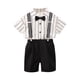 thumbnail image 1 of Odeerbi Chicos 4 Piezas Caballero Traje Formal Preppy Vestido de Manga Corta Camisa de Vestido + Traje Pantalones Cortos + Colgantes + Corbata Colegial Conjunto de Uniforme, 1 of 9
