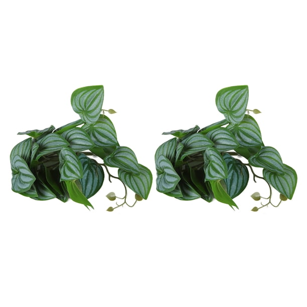 piezas de plantas acuáticas artificiales de simulación de enredadera con hojas de plástico realistas, decoración con ventosa para pecera, hojas de sandía.