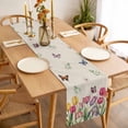 thumbnail image 3 of Tulips Spring Floral Table Runner - 120 Inch Long, Kitchen Dining Table Runner Dresser Scarves, Pastoral Flowers Butterfly Rustic Farmhouse Decor for Coffee Tables Wedding Party Banquet, 3 of 8
