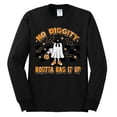 thumbnail image 2 of Wild Bobby No Diggity Boutta Bag it Up Ghost Bats Stars Pumpkin Halloween Orange and Black Halloween Men Long Sleeve Shirt, Black, Small, 2 of 6