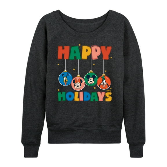 Disney - Happy Holidays Ornament  - Women's Lightweight French Terry Long Sleeve Shirt