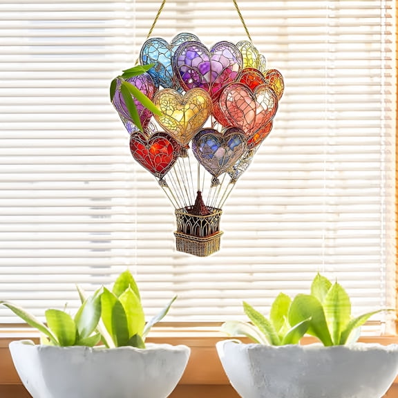 HIBIBUD Hot Air Balloon Solar Lantern with Flickering Flame Light,Solar Hot Air Balloon Model,Glass Outdoor Solar Hanging Lights Waterproof,for Garden Yard Farmhouse Patio Pathway Decoration