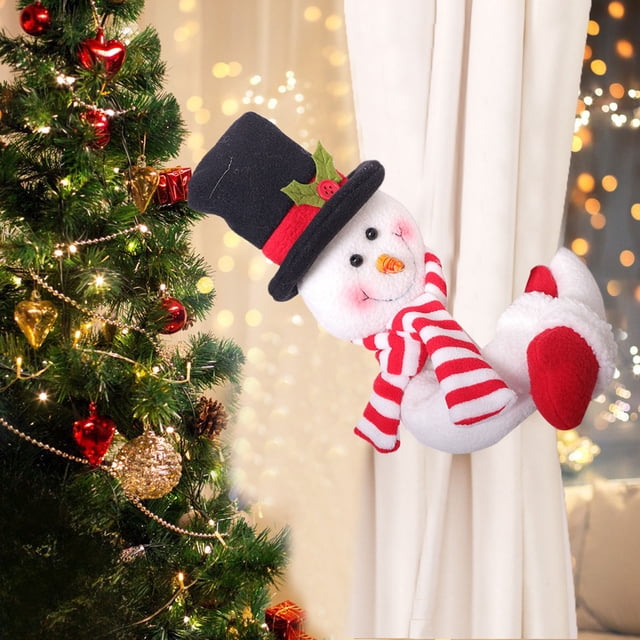 Fiudx Liquidación de ofertas flash Botón de cortina de Navidad Decoración de Papá Noel Muñeco de nieve Cierre de velcro Decoración de cortina Suministros de decoración navideña