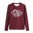 thumbnail image 4 of Women's Graphic Long Sleeve Tops Funny Print Crew Neck Casual Loose Sweatshirts Valentine Day Tee Gift to Ladies(Wine,XXL), 4 of 5