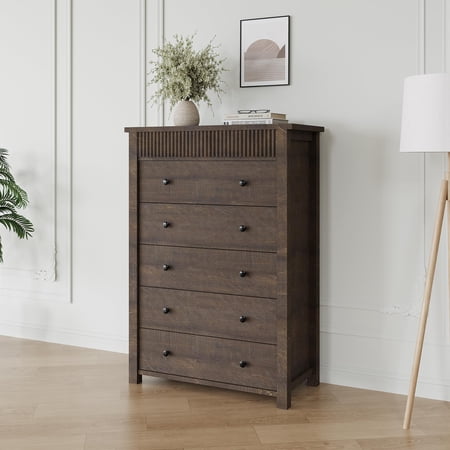Modern Fluted Dresser for Bedroom Living Room or Entryway - Wooden Chest of Drawers with Ample Storage - Stylish bedside table or End Table