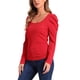 thumbnail image 4 of INSPIRAR CHIC Blusa de Manga Abullonada para Mujer con Cuello Cuadrado, Blusa Básica de Punto de Manga Larga S Roja, 4 of 5