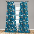 thumbnail image 5 of Ambesonne Nautical Curtains, Seashells Octopus Corals, Pair of 28"x95", Sea Blue Dark Orange, 5 of 5