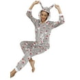 thumbnail image 4 of Kiapeise Christmas Onesie Pajamas for Women Flannel Long Sleeve Hooded Cosplay Animal Sleepwear Jumpsuit Costume, 4 of 9