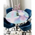 thumbnail image 5 of nqOlkjepod Abstract Minimalistic, Round Tablecloth, Fitted Table Cover with Elastic for 36"-44" Round Tables, Turquoise Pink Ombre Aesthetic Color Art Table Cloth Party Waterproof Tablecloths, 5 of 6