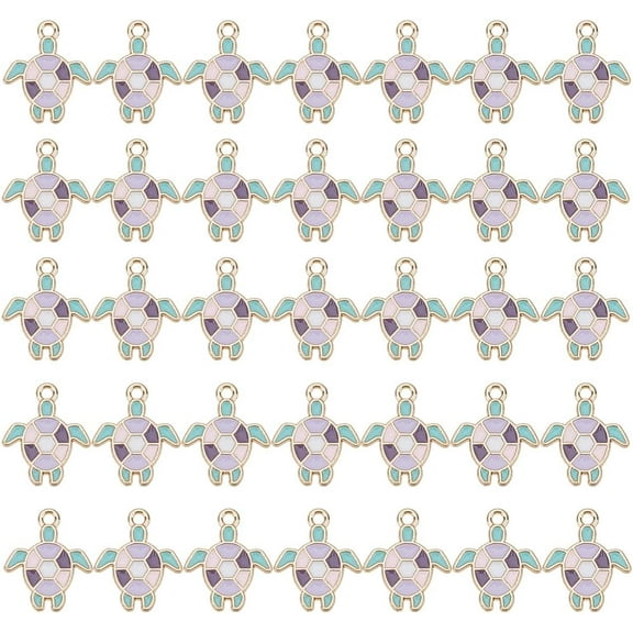 50Pcs Alloy Enamel Pendants Sea Turtle Pendants Charm Ocean Theme Charm Enamel Pendant Decoration Golden for DIY Craft Necklace Bracelet Jewelry Making Hole:1.8mm