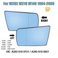 thumbnail image 2 of Left Side Side Wing Mirror Glass Heated With Backing Plate For - C W202 E W210 S W140 1994-2000, 2 of 4