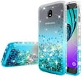 thumbnail image 2 of Liquid Glitter Bling Diamond Phone Case For Galaxy J3 2018 Case,Galaxy J3 Orbit Case,=J3 Star Case,Galaxy J3 V 2018/J3 Achieve/J3 Aura/Express Prime 3/Amp Prime 3 Case - Teal/Clear, 2 of 5