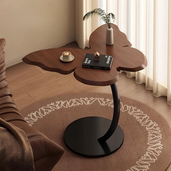 A Butterfly-Inspired Side Table with a Vintage Tea Table Design, Featuring a Sturdy Metal Base and a Decorative Shelf for Living Room and Bedroom Spaces as Contemporary Furniture