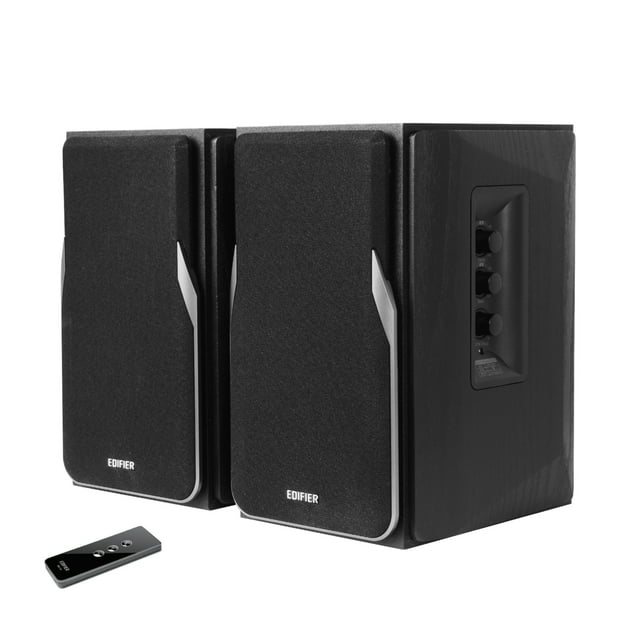 Edifier R1380T Haut-Parleurs d'Étagère Alimentés, Moniteurs Stéréo 2.0 Actifs en Champ Proche, Haut-Parleur de Studio, 42 Watts RMS - Noir (Paire)
