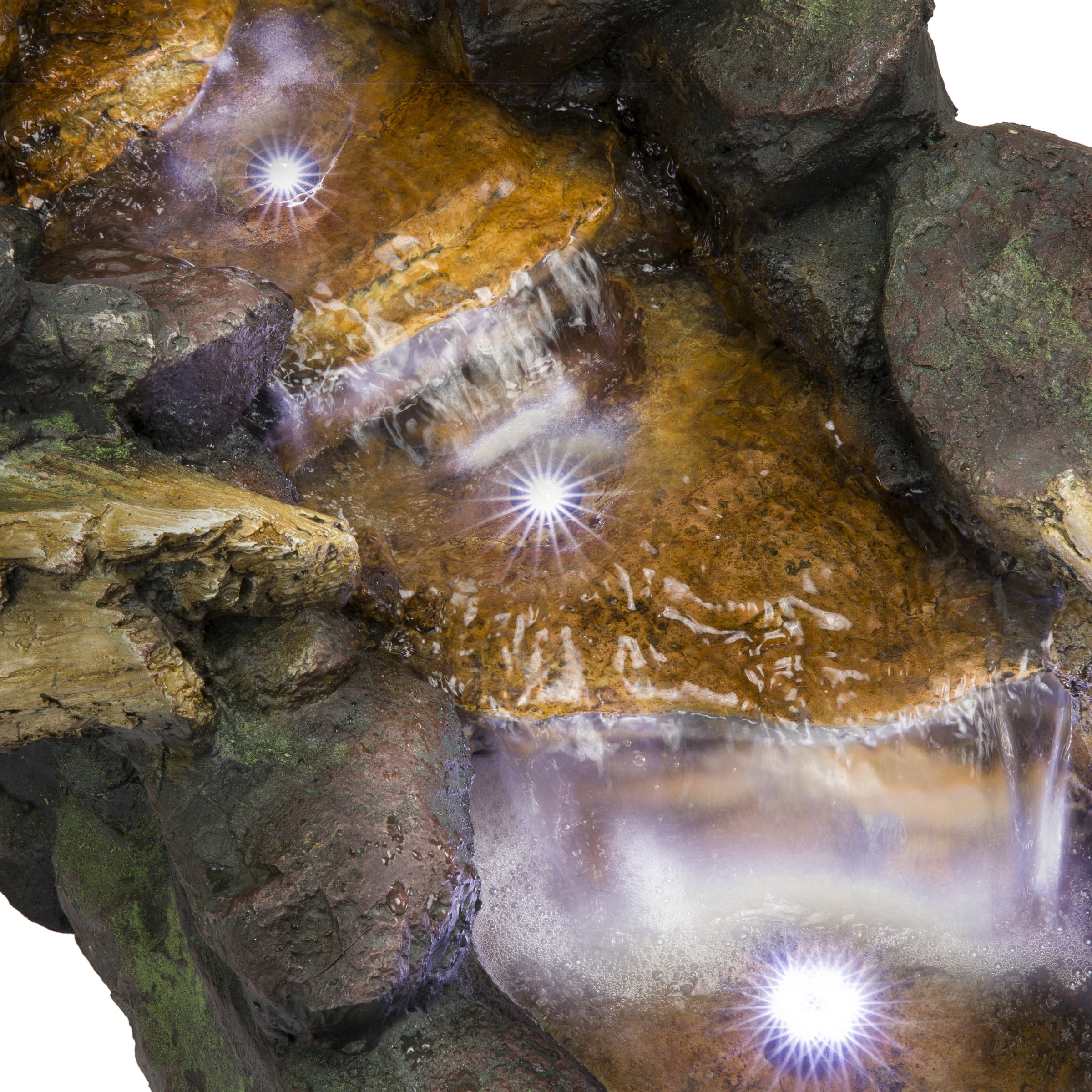Alpine Corporation 41" Long Indoor/Outdoor River Rock and Log Fountain with LED Lights