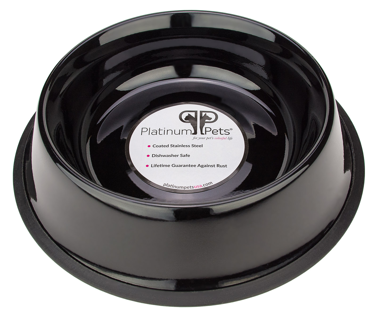 platinum pets 6.25 cup nonembossed nontip dog bowl, pink