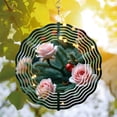 thumbnail image 3 of Elegant Metal Hanging Wind Spinners & Chimes - Beautiful Floral Design with Pink Roses & Red Ornament for Yard & Garden Decor, 3 of 6