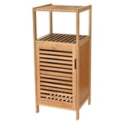 WHOLE HOUSEWARES Bamboo Shoe Rack Cabinet - Storage with Doors for Bathroom, Bedroom, Kitchen & More