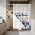 thumbnail image 4 of Hello Spring No Hook Shower Curtain with Snap in Liner Purple Flowers in The Jug Butterfly Farm Wood Grain Waterproof Bathroom Shower Curtain with See Through Top Window for Bathtub 60" x 72", 4 of 9