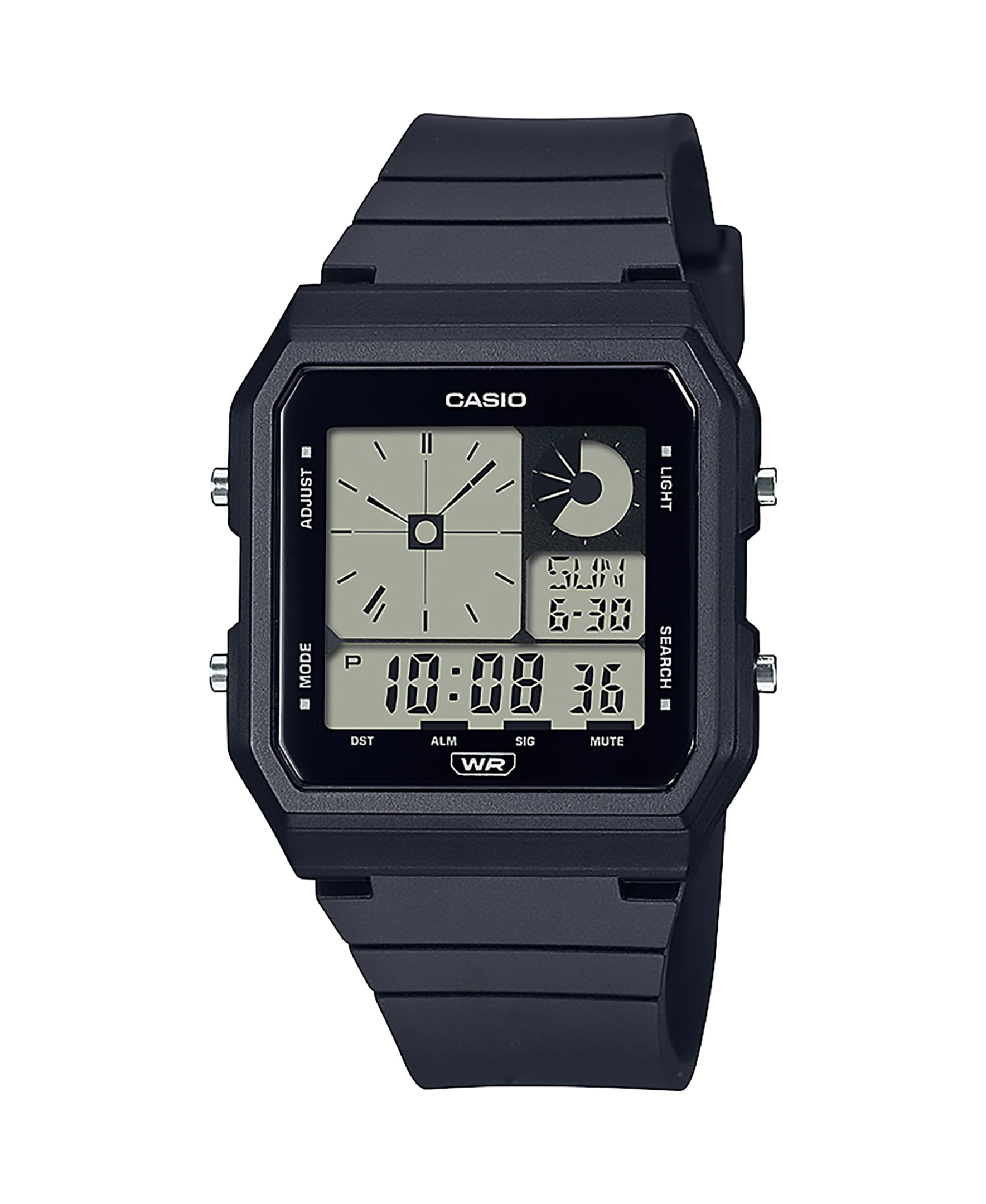 Casio Men's Glossy Resin Digital Sport Watch, Black W214HC