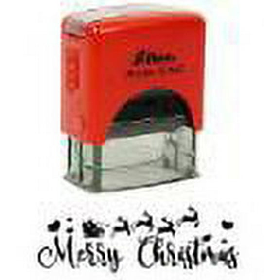 Printtoo Merry Christmas Self Inking Rubber Stamp Pre,Inked Office Stamp, Home Office Business Stationery, 38 x 14 mm, Black