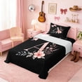 thumbnail image 3 of Erosebridal Black Pink Letter A Floral Bow Print Twin Sheet Sets, Monogram Style Bedding for Girls, 1 Flat Sheet, 1 Fitted Sheet and 1 Pillowcase, 3 of 6