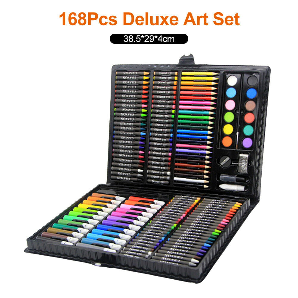 MABOTO 168pcs Drawing Pen Art Set Kit Painting Sketching Color Pencils  Crayon Oil Pastel Water Color Glue with Case for Children Kids