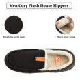 thumbnail image 2 of WOTTE Mens Slippers Cozy Fuzzy Plaid Moccian House Shoe with Memory Foam & Rubber Sole Slip on Indoor Outdoor, Black Size 10, 2 of 7