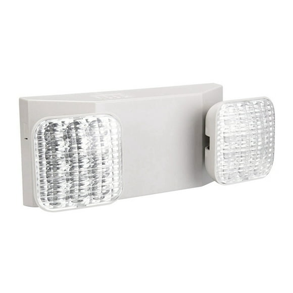 Commercial Emergency Light, White Emergency Light Fixture with 2 LED Square Heads Adjustable Exit Lighting
