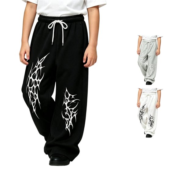 WERYOUNG Boys Pants Elastic Drawstring Waist Wide Leg Trousers Toddler Kids Loose Fit Back To School Pants 4-5 Years