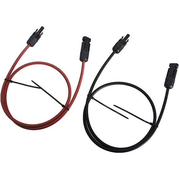 One Pair Solar Extension Cable Wire, 5FT 10AWG Solar Panel Extension Cable Wire, Solar Adaptor Wire Extension Cables Wire with Male and Female Connector, Black & Red