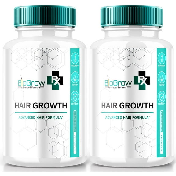 (2 Pack) BioGrow Hair Growth Supplement, BioGrowRx Advanced Hair Care Formula, Bio Grow Pills for Thicker, Fuller & Healthy Hair, The Ultimate Hair Revival Vitamins, Bio Growth Reviews (120 Capsules)