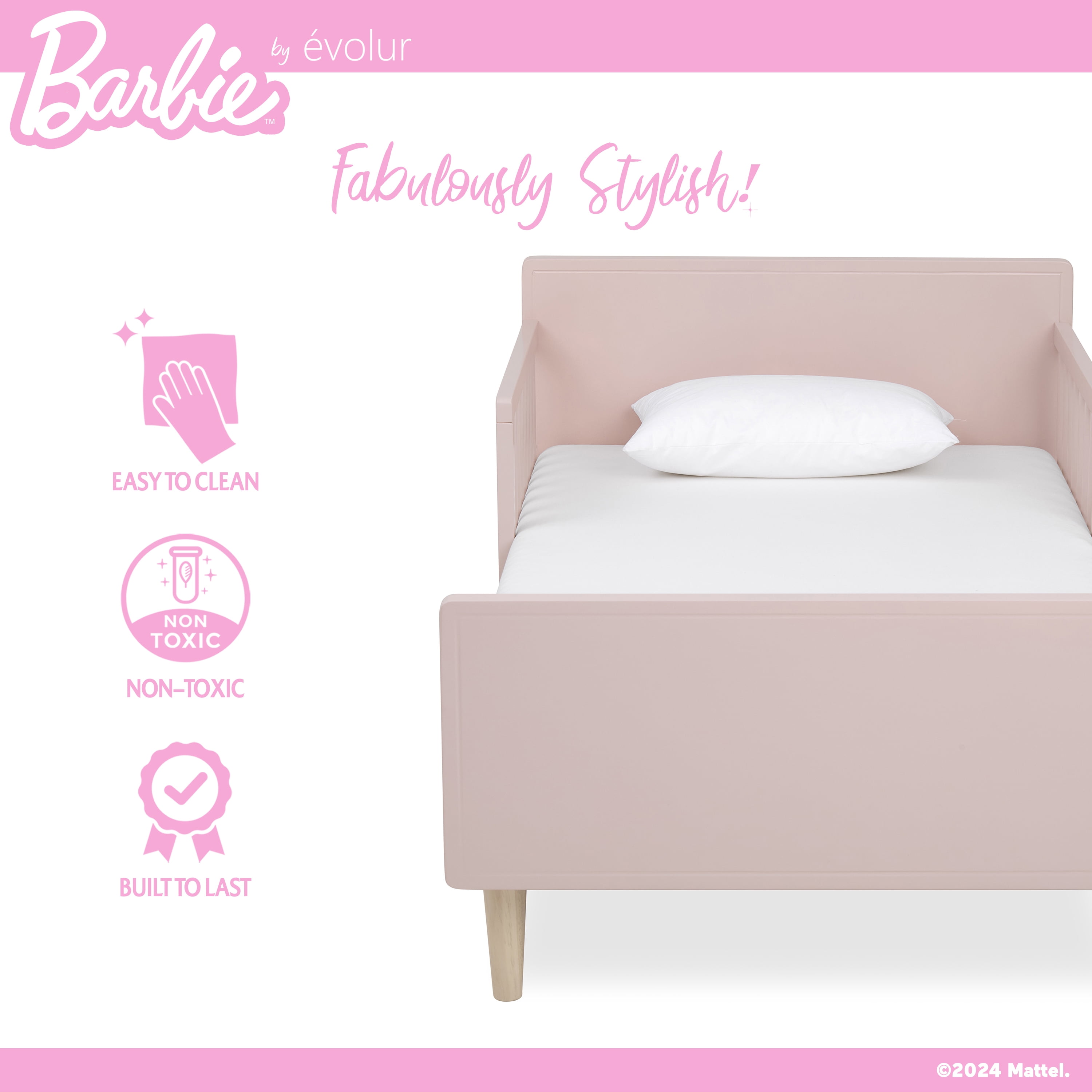 Evolur Barbie Los Altos Toddler Bed, Blush Pink