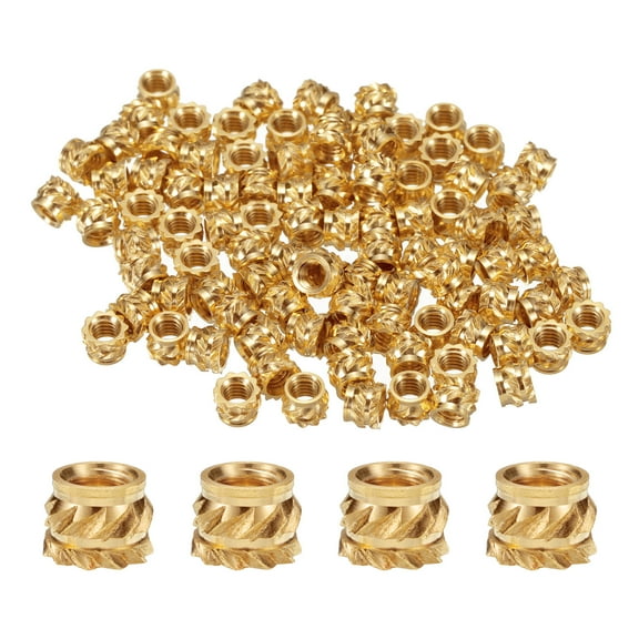 50 Packs M2.5 Threaded Inserts Brass Heat Set Insert M2.5x3mm, OD 4mm Knurled Insert Nuts