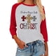 thumbnail image 2 of Minnieouse Camiseta de mezcla de algodón con cuello redondo, camisetas informales de manga 3/4, camiseta interior holgada informal de manga 3/4, ropa Prendas para la parte del cuerpo Manga 3/4 roja S Minnieouse AP003793-06, 2 of 6