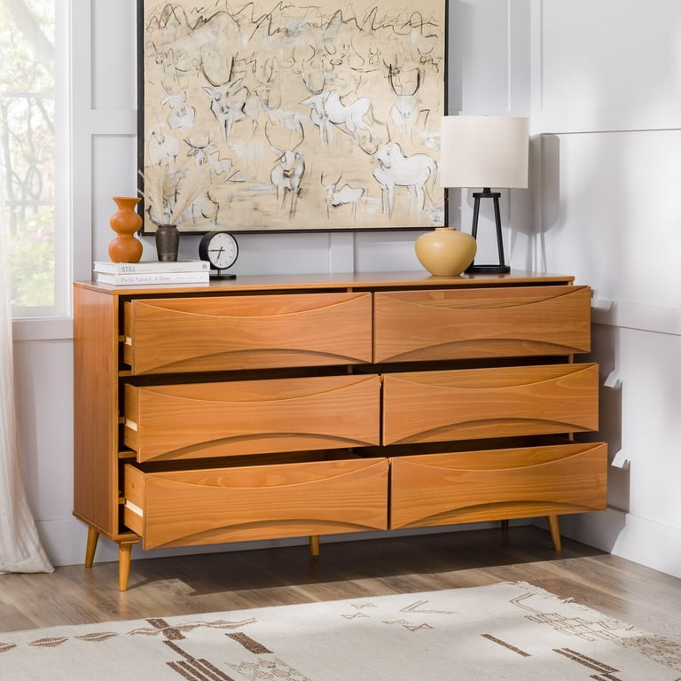 Walker Edison 58 Mid-Century Modern Curved 6-Drawer Dresser - Walmart.com Walker Edison 58 Mid-Century Modern Curved 6-Drawer Dresser - Walmart.com